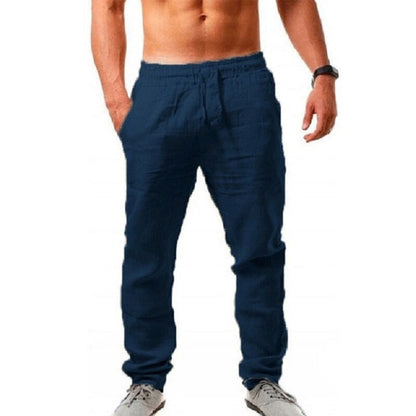 Herren Leinenhose Bequem Gerades Bein Sommer