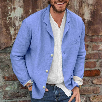 Leinen Blazer Herren Langarm Elegant
