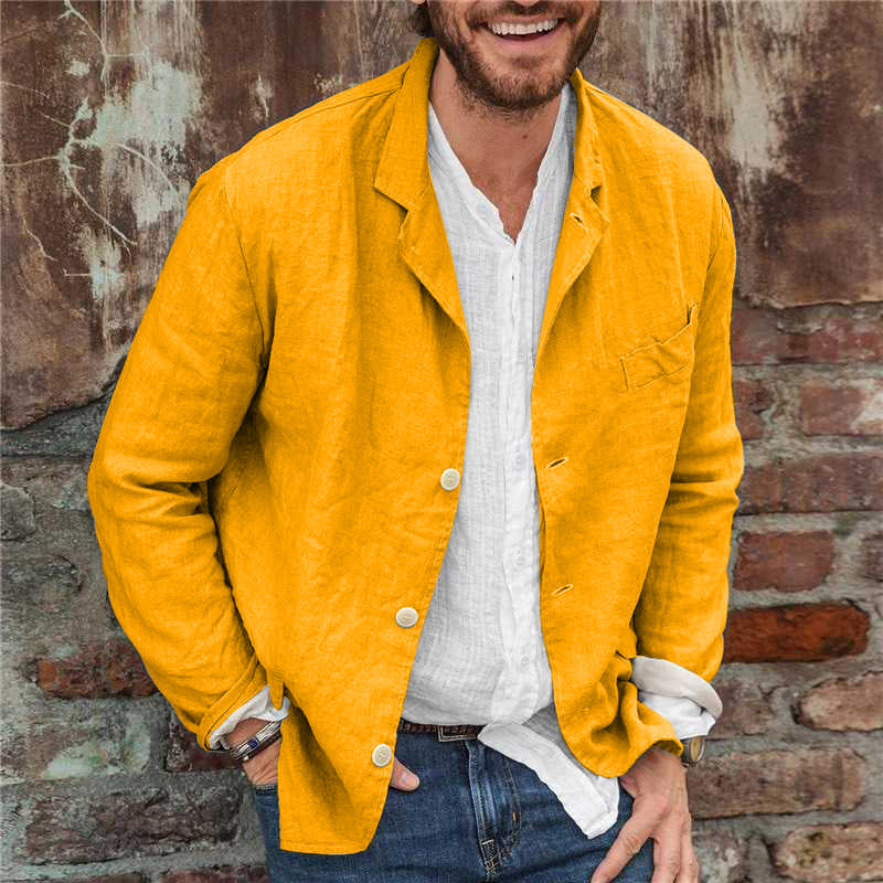 Leinen Blazer Herren Langarm Elegant