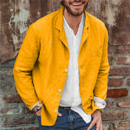 Leinen Blazer Herren Langarm Elegant