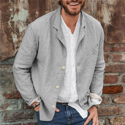 Leinen Blazer Herren Langarm Elegant