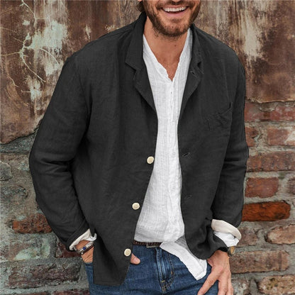 Leinen Blazer Herren Langarm Elegant
