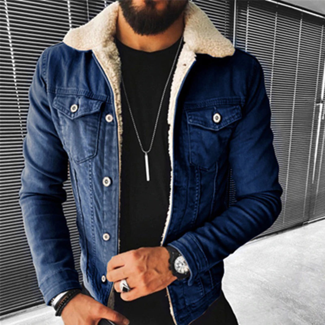 Herren Blazer Dunkelblau Modern Kontrastkragen