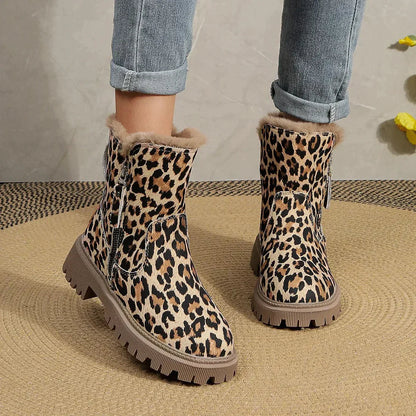 Schneestiefel Damen Leopardenmuster Warm & Stylisch