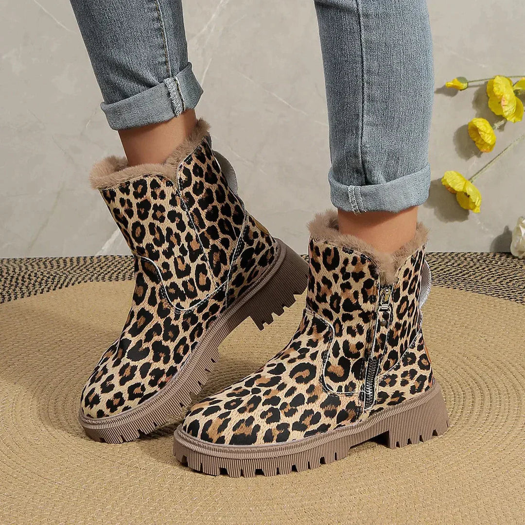 Schneestiefel Damen Leopardenmuster Warm &amp; Stylisch