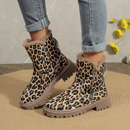 Schneestiefel Damen Leopardenmuster Warm & Stylisch