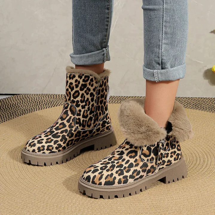 Schneestiefel Damen Leopardenmuster Warm &amp; Stylisch