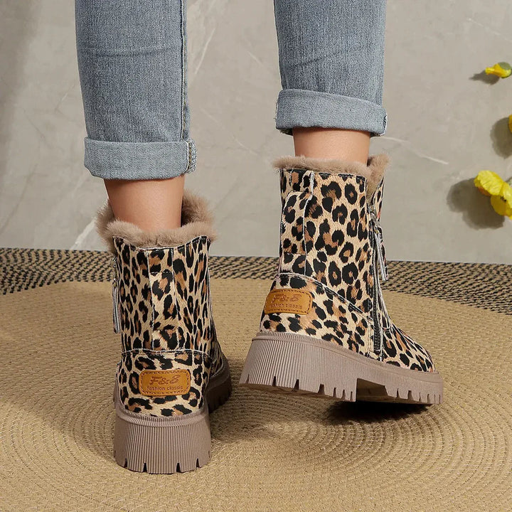 Schneestiefel Damen Leopardenmuster Warm &amp; Stylisch