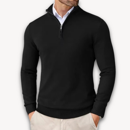 Herren Pullover Baumwolle Viertelreißverschluss