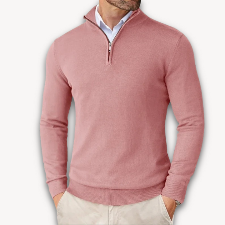 Herren Pullover Baumwolle Viertelreißverschluss - IdealeKleiden