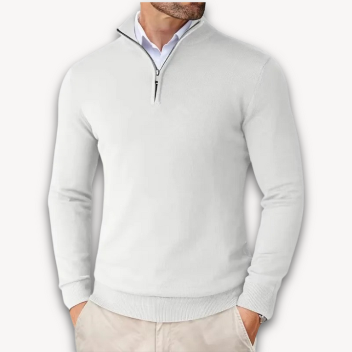 Herren Pullover Baumwolle Viertelreißverschluss