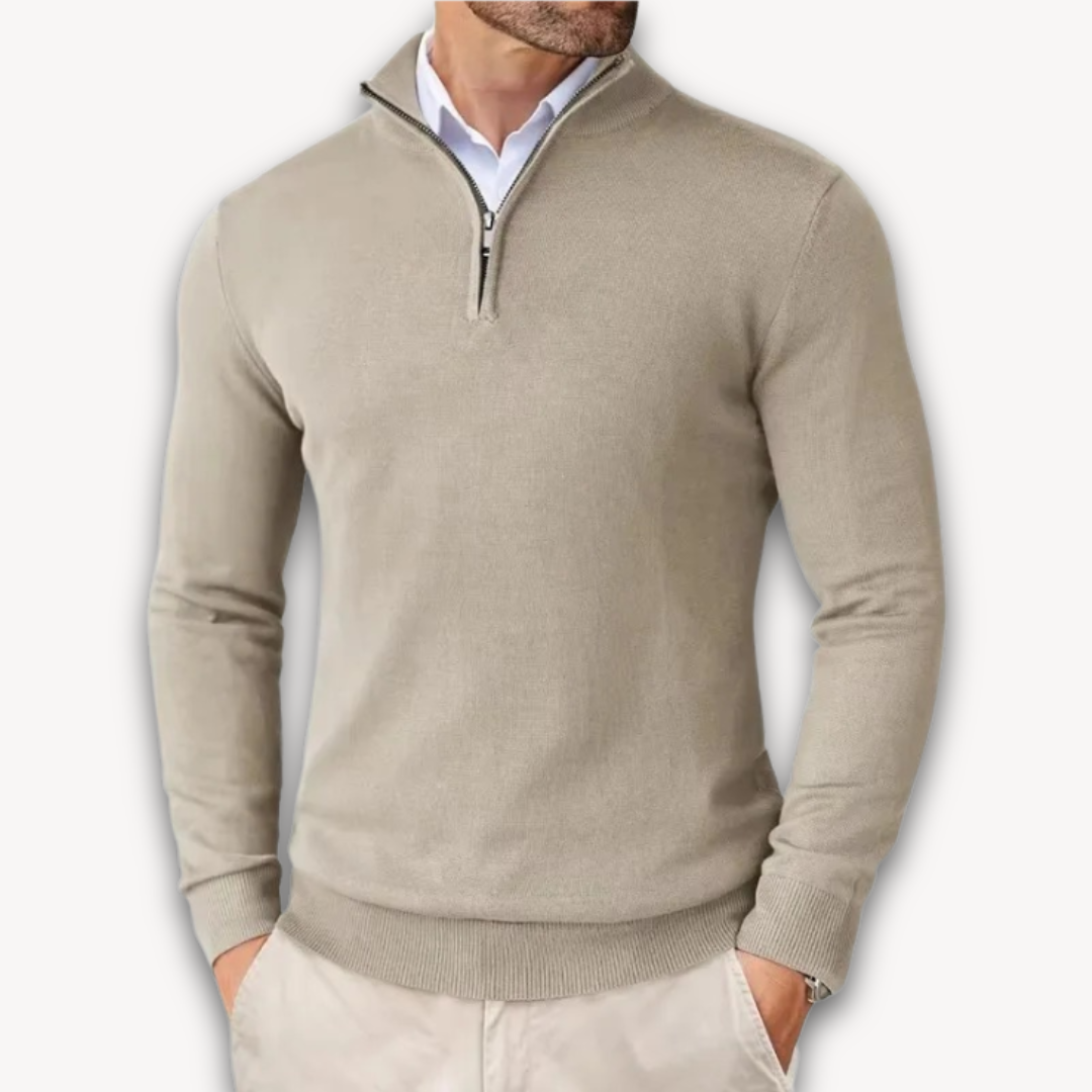 Herren Pullover Baumwolle Viertelreißverschluss