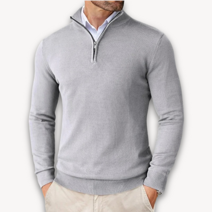 Herren Pullover Baumwolle Viertelreißverschluss