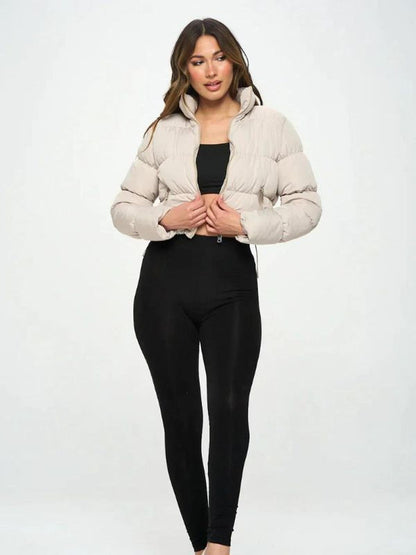 Damen Kurzjacke Leicht Slim Fit mit Kragen und Reißverschluss