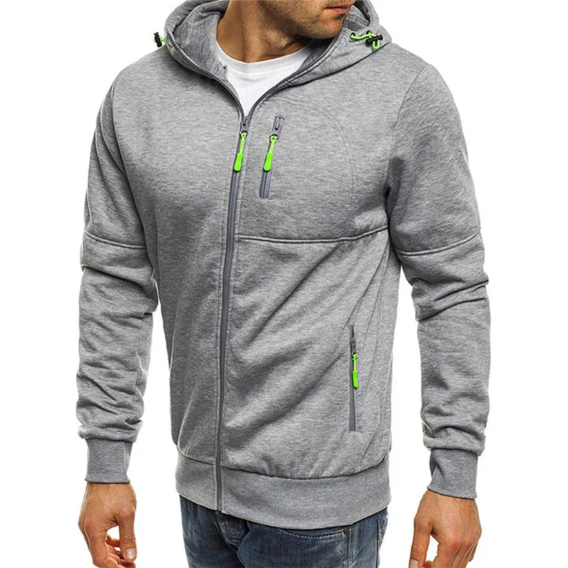 Slim Fit Hoodie mit Reißverschluss und Seitentaschen