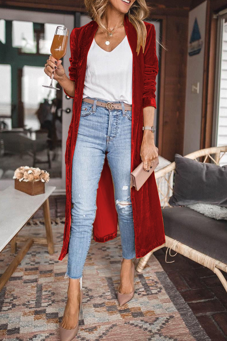 Damen Samtcardigan Langärmlig Elegent