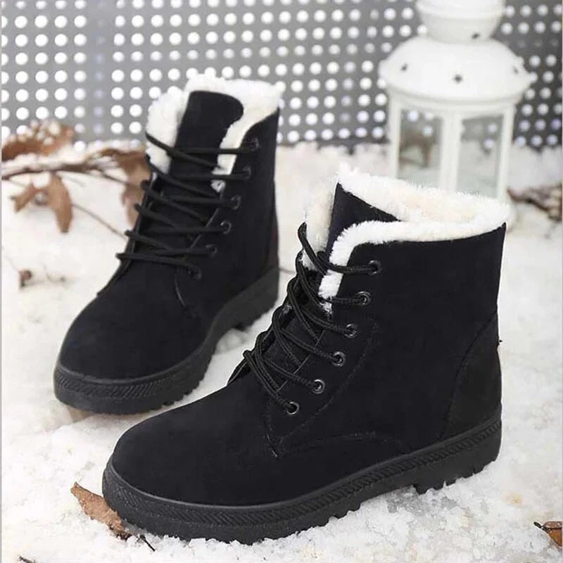 Damen Stiefeletten Schnürung Weich Futter - IdealeKleiden