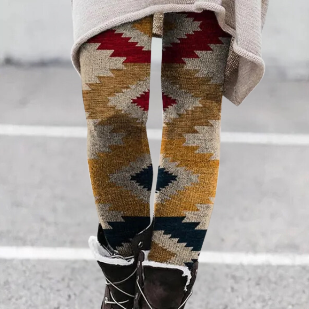 Elegante Leggings Enganliegend Weich Atmungsaktiv Geometrisch - IdealeKleiden