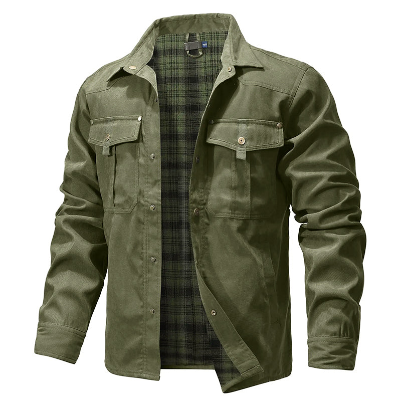 Herren Flanellhemdjacke Warm Gefüttert