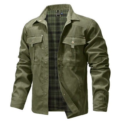 Herren Flanellhemdjacke Warm Gefüttert