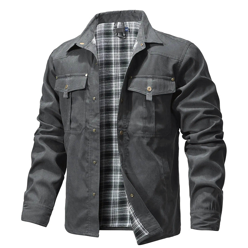 Herren Flanellhemdjacke Warm Gefüttert