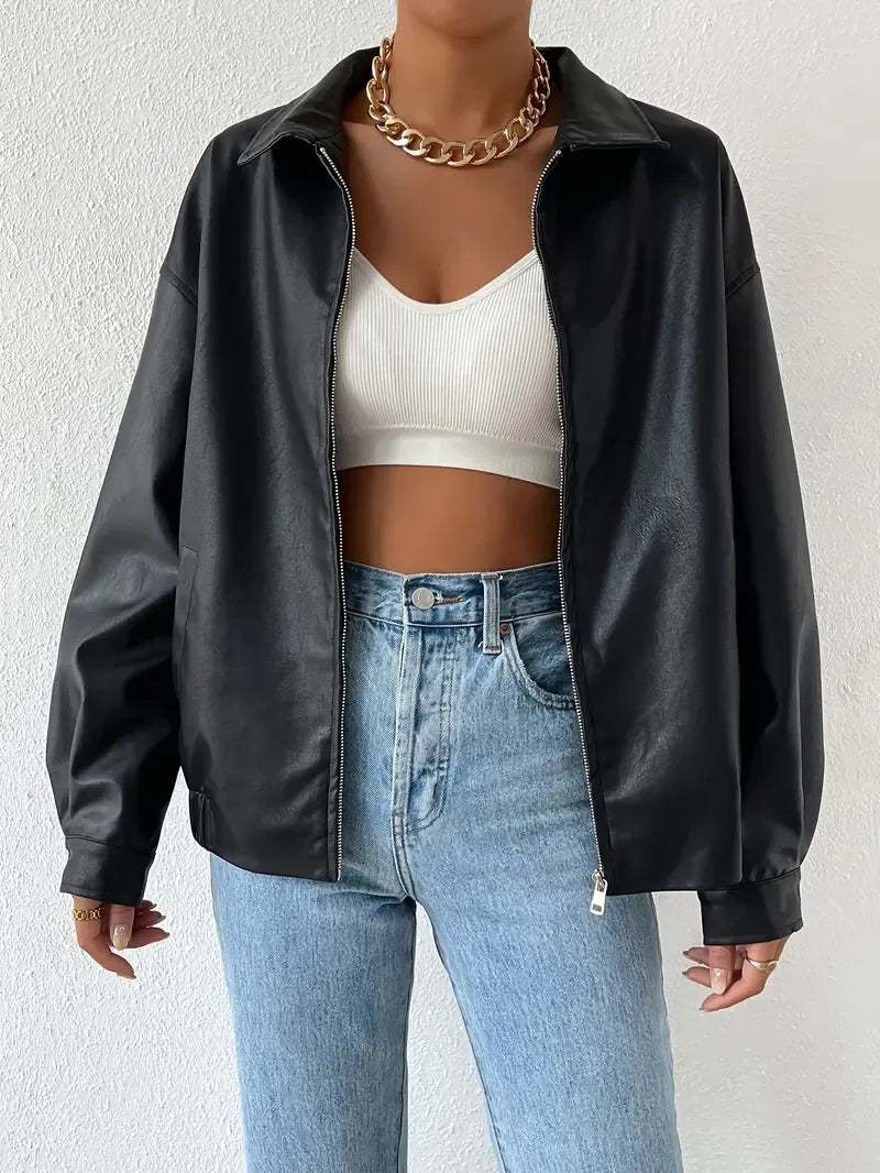 Damen Oversize Fleecejacke Zip