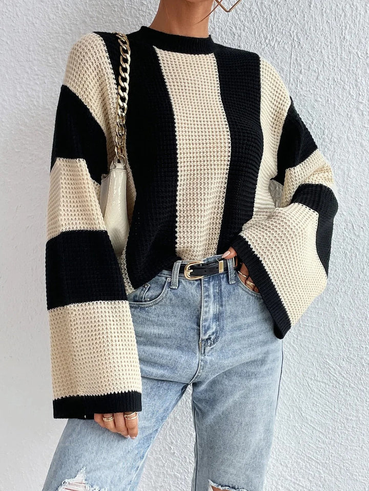 Modische Strickpullover Damen mit Breiten Ärmeln