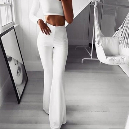 Hohe Taille Flare Hosen Bequem Damen