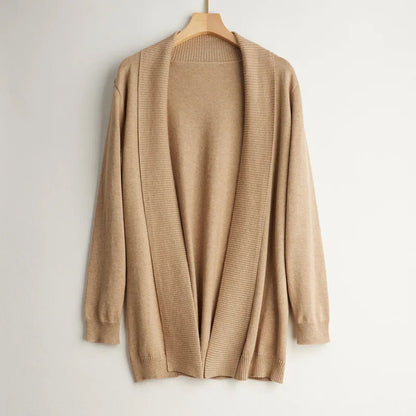 Damen Kaschmir Cardigan Offene Vorderseite Langärmlig