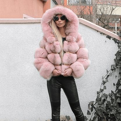 Damen Oversized Teddyjacke Mit Kapuze Weich