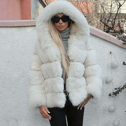 Damen Oversized Teddyjacke Mit Kapuze Weich