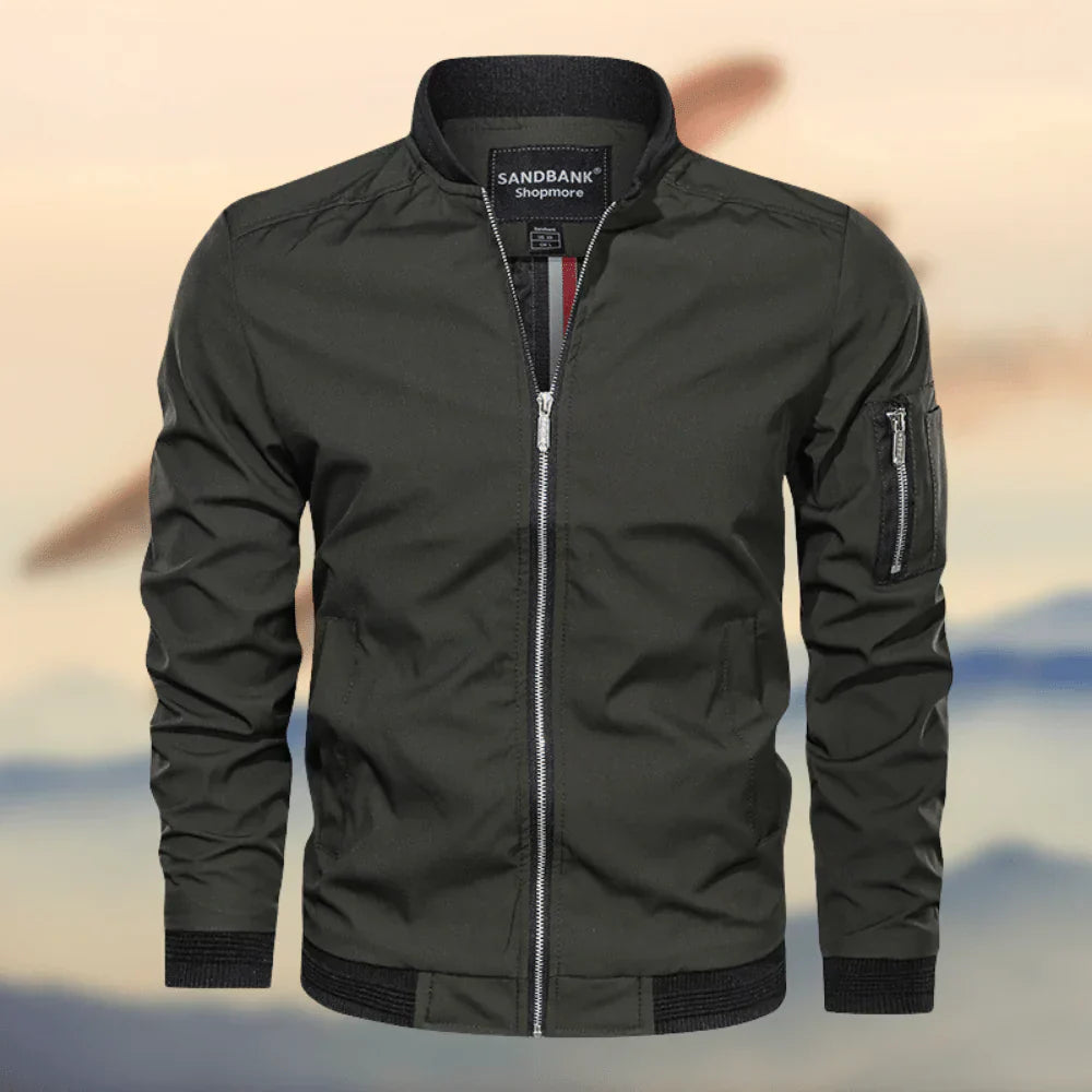 Herren Bomberjacke Regular Fit Reißverschluss Kragen Ärmeltasche