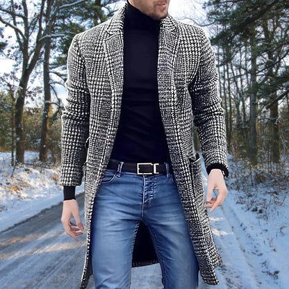 Warme Wollmantel Kariert Damen