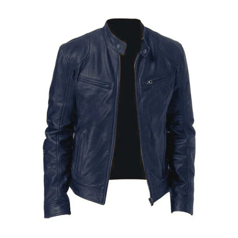 Leder Bikerjacke Schwarz Reißverschluss Design