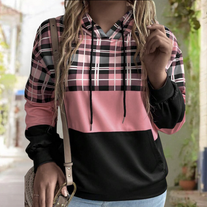 Herbstliche Frauen-Hoodie Farbblock-Design