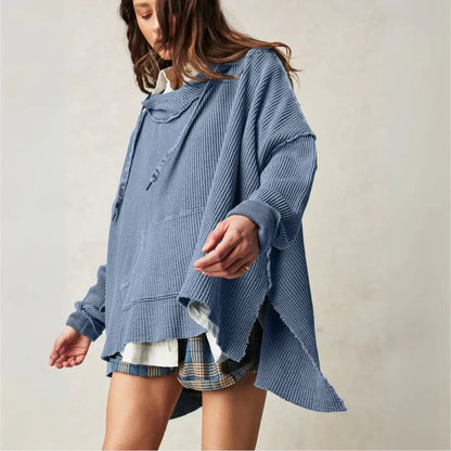 Großer Waffelstrick Hoodie Oversized