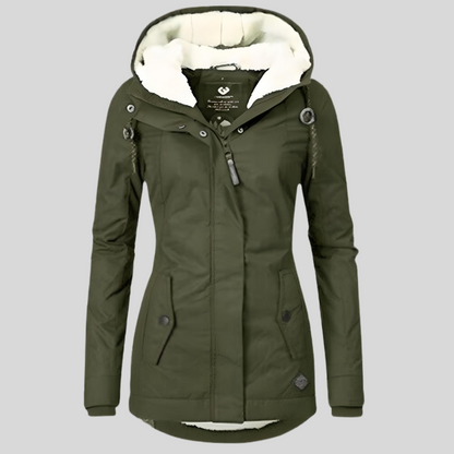 Warme Winterjacke Damen Kapuze Elegant