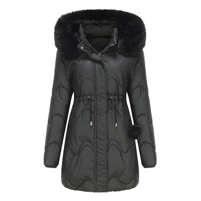 Winterjacke Warm Damen Kapuze Reißverschluss