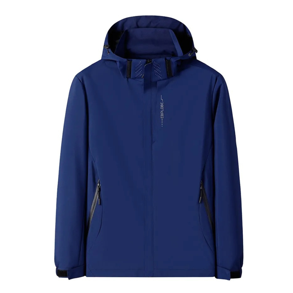 Herren Blauer Windbreaker Kapuze Wasserdicht