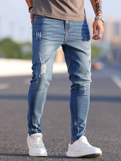 Rippen-Jeans Herren Trendy Destroyed-Style