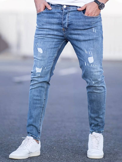 Rippen-Jeans Herren Trendy Destroyed-Style