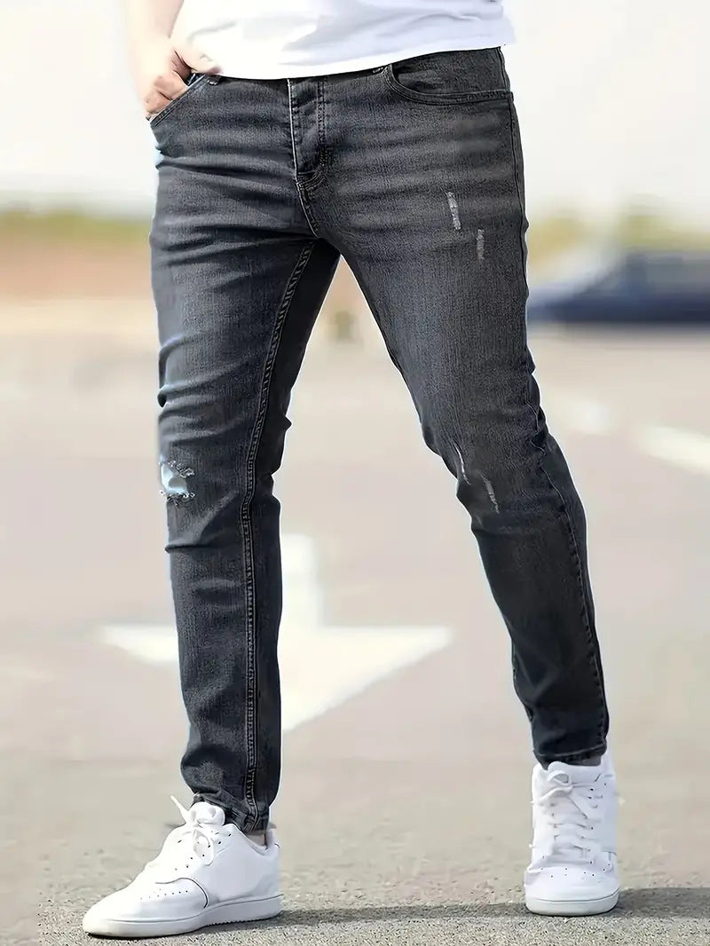 Rippen-Jeans Herren Trendy Destroyed-Style