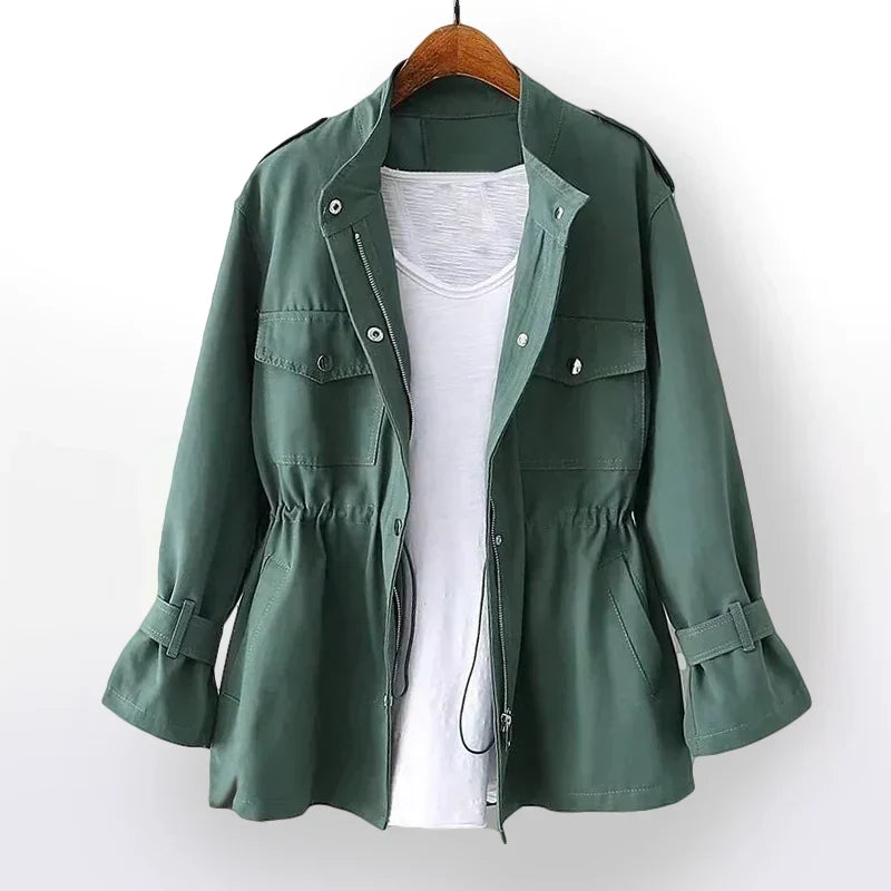 Praktische Outdoor-Jacke mit Taillengürtel und Vielzwecktaschen