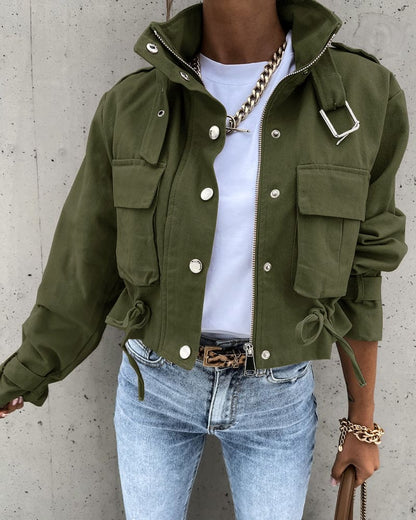 Damen Kurze Freizeitjacke Modern Utility Stil