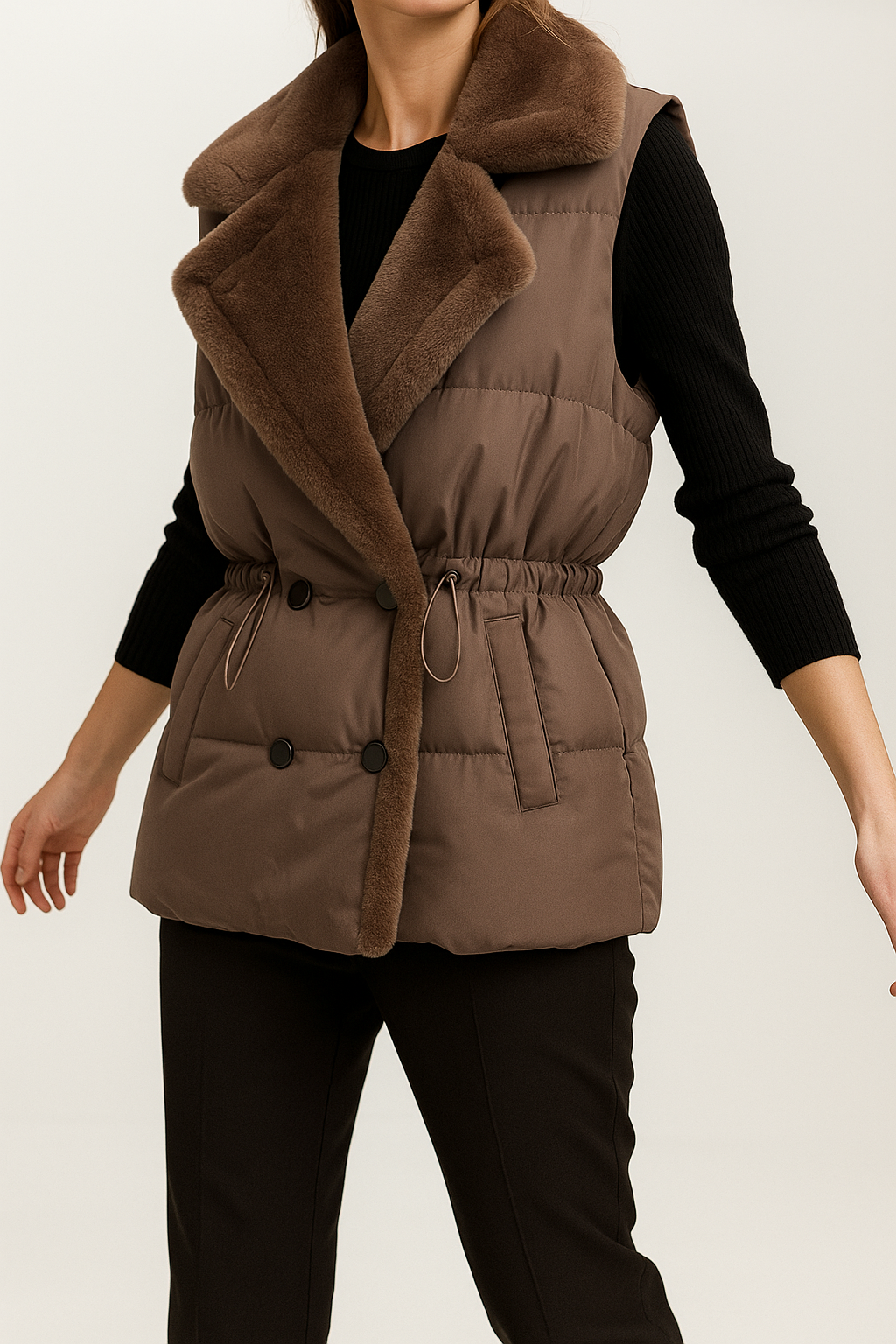 Damen Weste Wattierte Plüschjacke Elegant