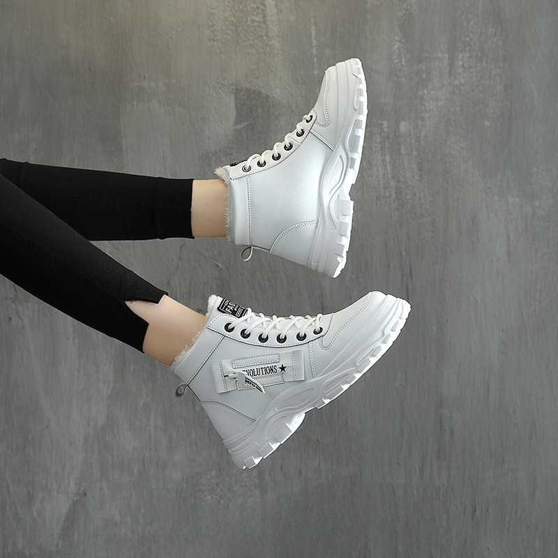 Modische Stiefel High-Top Kunstleder Plateau - IdealeKleiden