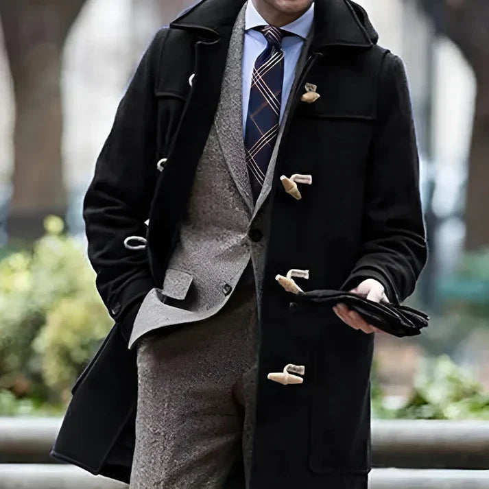 Herren Trenchcoat Wollmantel Klassisch Kapuze - IdealeKleiden