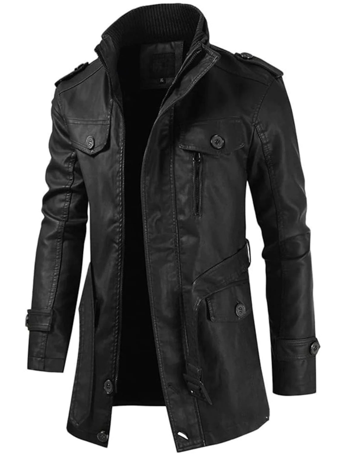 Stylische Herren Lederjacke Elegant - IdealeKleiden