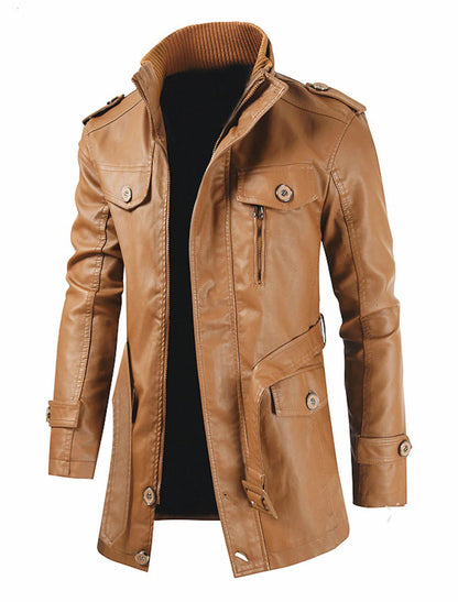 Lange Herren Lederjacke Elegant