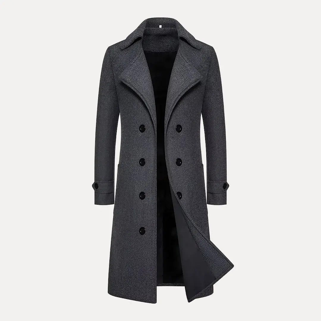 Klassischer Trenchcoat Doppelreihig Wollmantel
